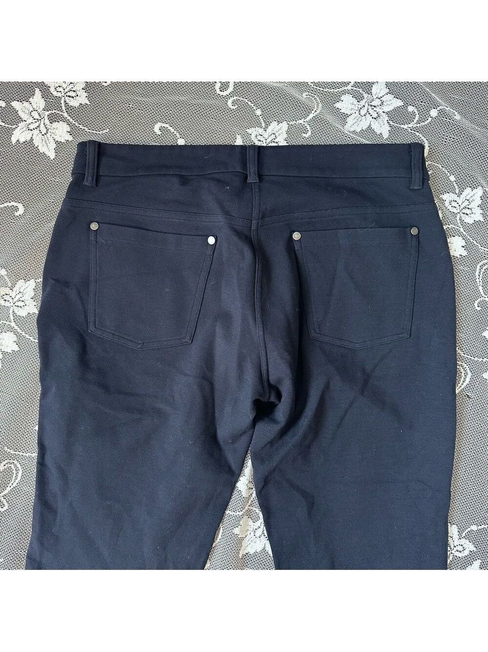 Eileen Fisher Navy Stretch Slim Fit  Straight Leg Pant Sz Small - Picture 8 of 12